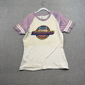 Vintage 80s Atari Gamer Gaming T Shirt Logo Video Game Tee Realsports 1982 Rare